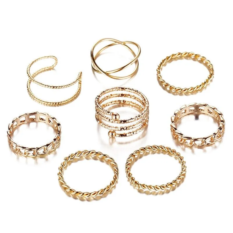 12Pcs Good Quality Women's Midi Finger Crystal Ring Set for Engagement