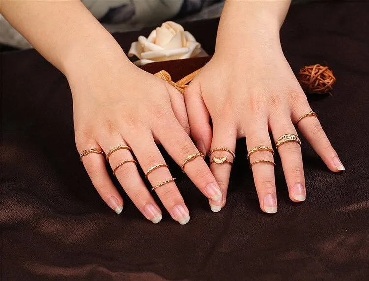 12Pcs Good Quality Women's Midi Finger Crystal Ring Set for Engagement