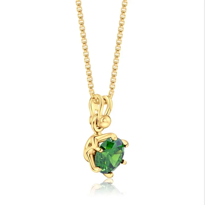 14K Gold Plated Green Cz Pendant Necklace