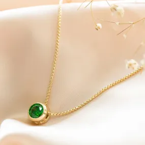 14K Gold Plated Green Cz Pendant Necklace