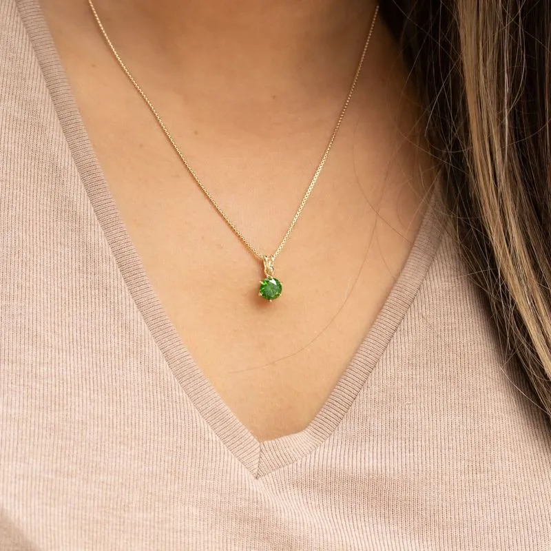 14K Gold Plated Green Cz Pendant Necklace