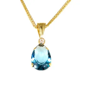 14K Yellow Gold 7x10mm Light Blue CZ Drop Pendant