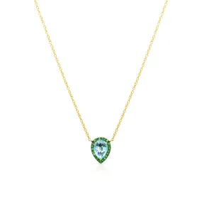 14KT Yellow Gold Blue Topaz Green Garnet Sophie Necklace