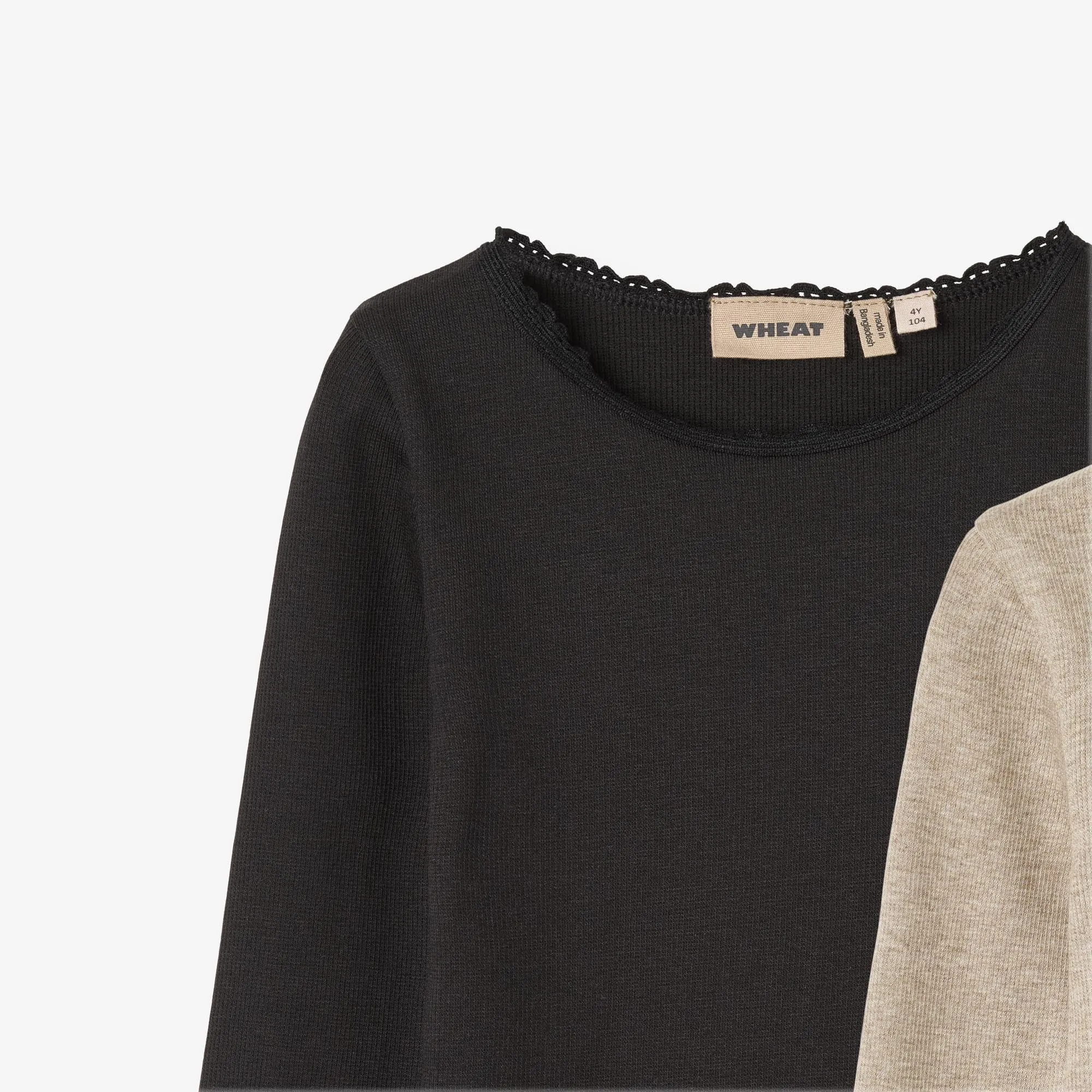 2 Rib T-Shirt L/S Reese - gravel melange black