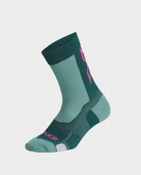 2XU Vectr Light Cushion Crew Socks - Pine/Fuschia