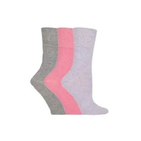 3 Pairs Non Binding Socks for Women in Rose, Lavender & Grey