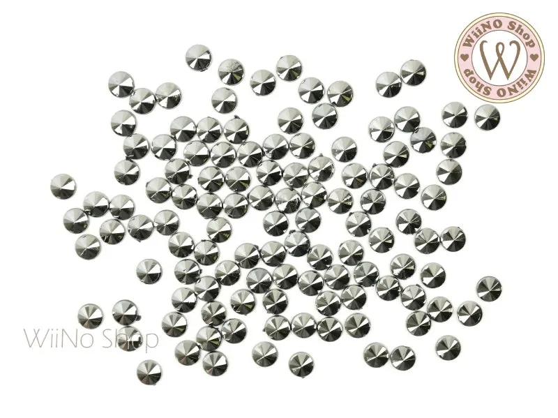 4mm Gunmetal Chrome Round Point Top Acrylic Rhinestone - 50 pcs