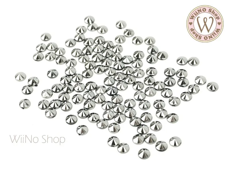 4mm Gunmetal Chrome Round Point Top Acrylic Rhinestone - 50 pcs