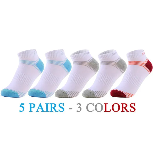 5 Pairs Lot Running Outdoor Travel Cotton Stripe Ankle Socks for Women