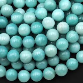 AA Natural Blue Amazonite 6mm 8mm Round Beads 15.5" Strand