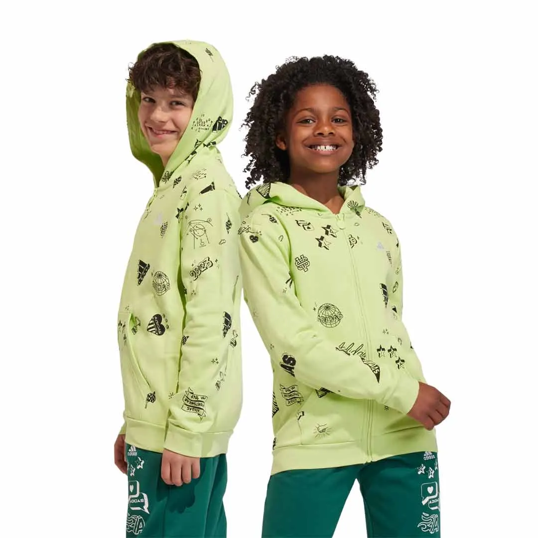 adidas - Kids' (Junior) Brand Love Allover Print  Full Zip Fleece Hoodie (IA1556)