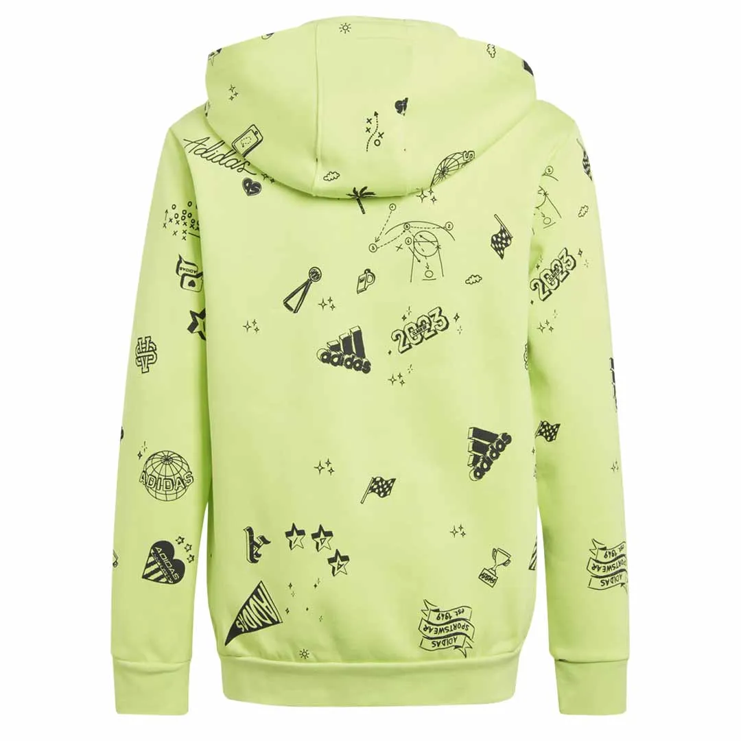 adidas - Kids' (Junior) Brand Love Allover Print  Full Zip Fleece Hoodie (IA1556)