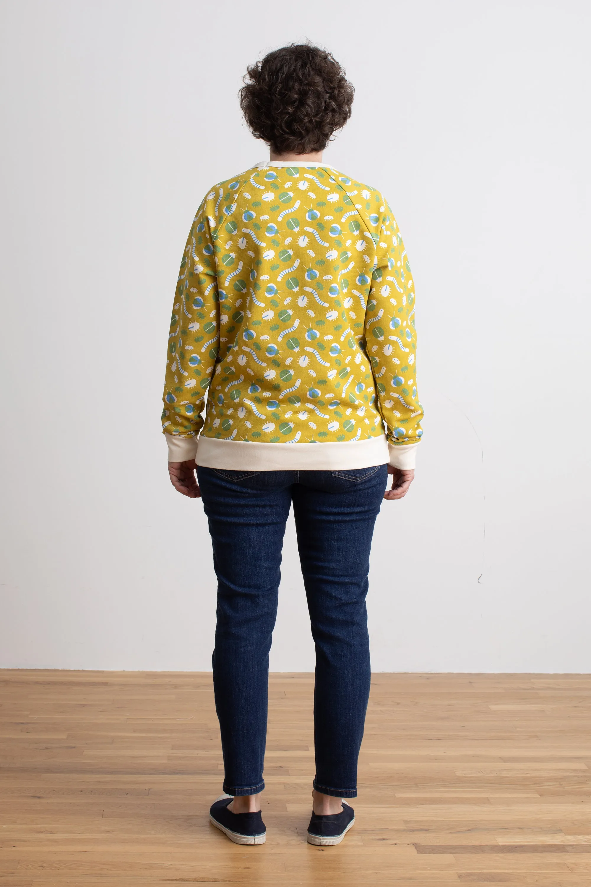 Adult Sweatshirt - Busy Bugs Chartreuse & Blue