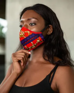 African Face Mask in Red & Purple