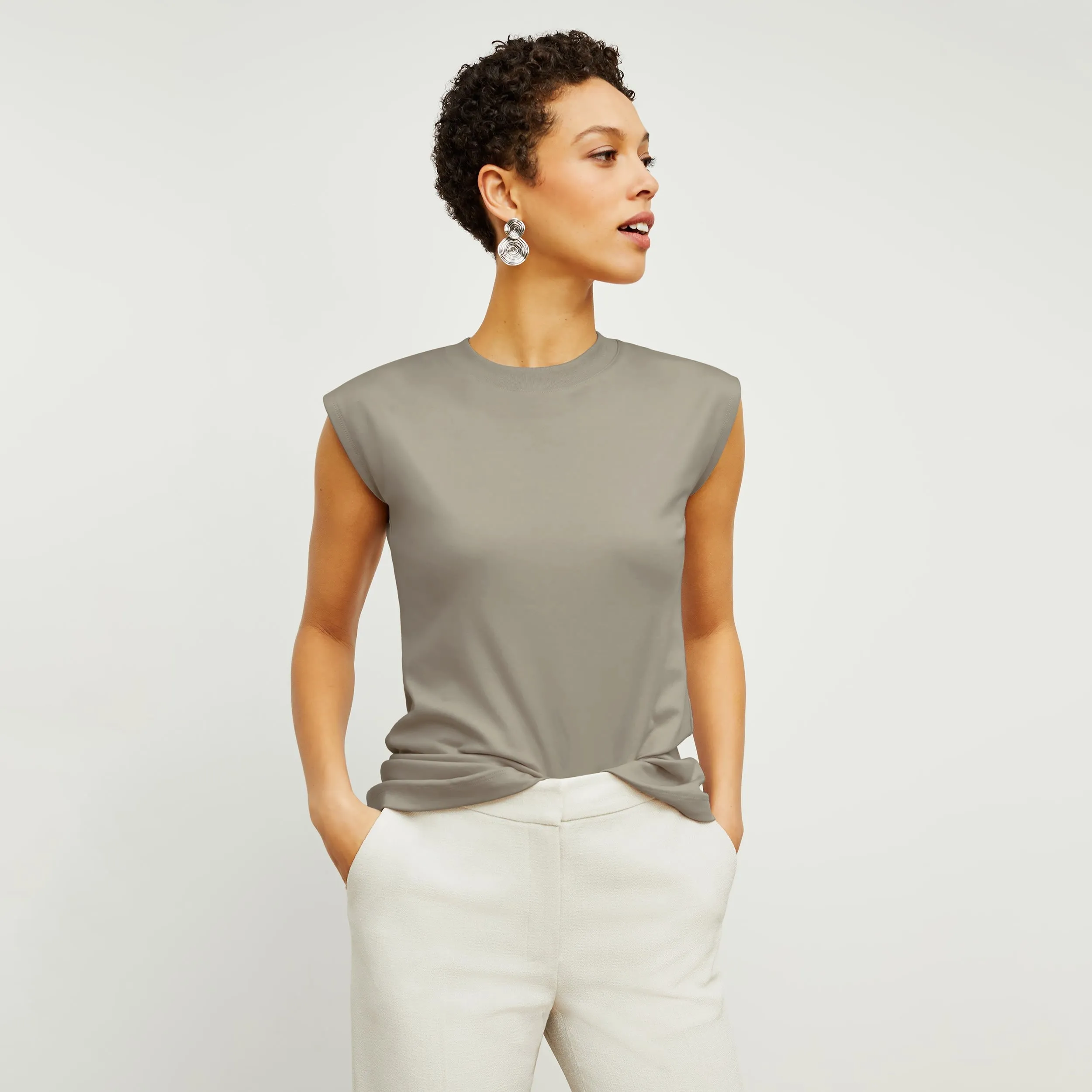 Alina T-Shirt - Pima Cotton :: Pebble