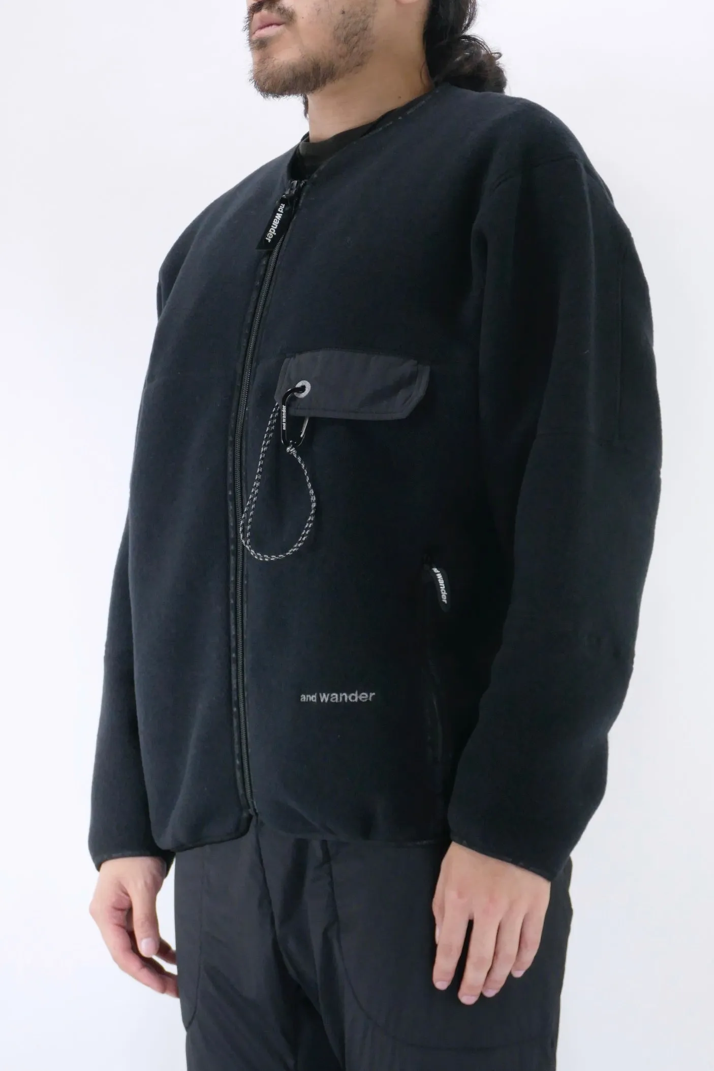 and Wander Wool Fleece Cardigan - Black