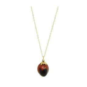 Antique Red Seed Charm 9ct Gold Necklace