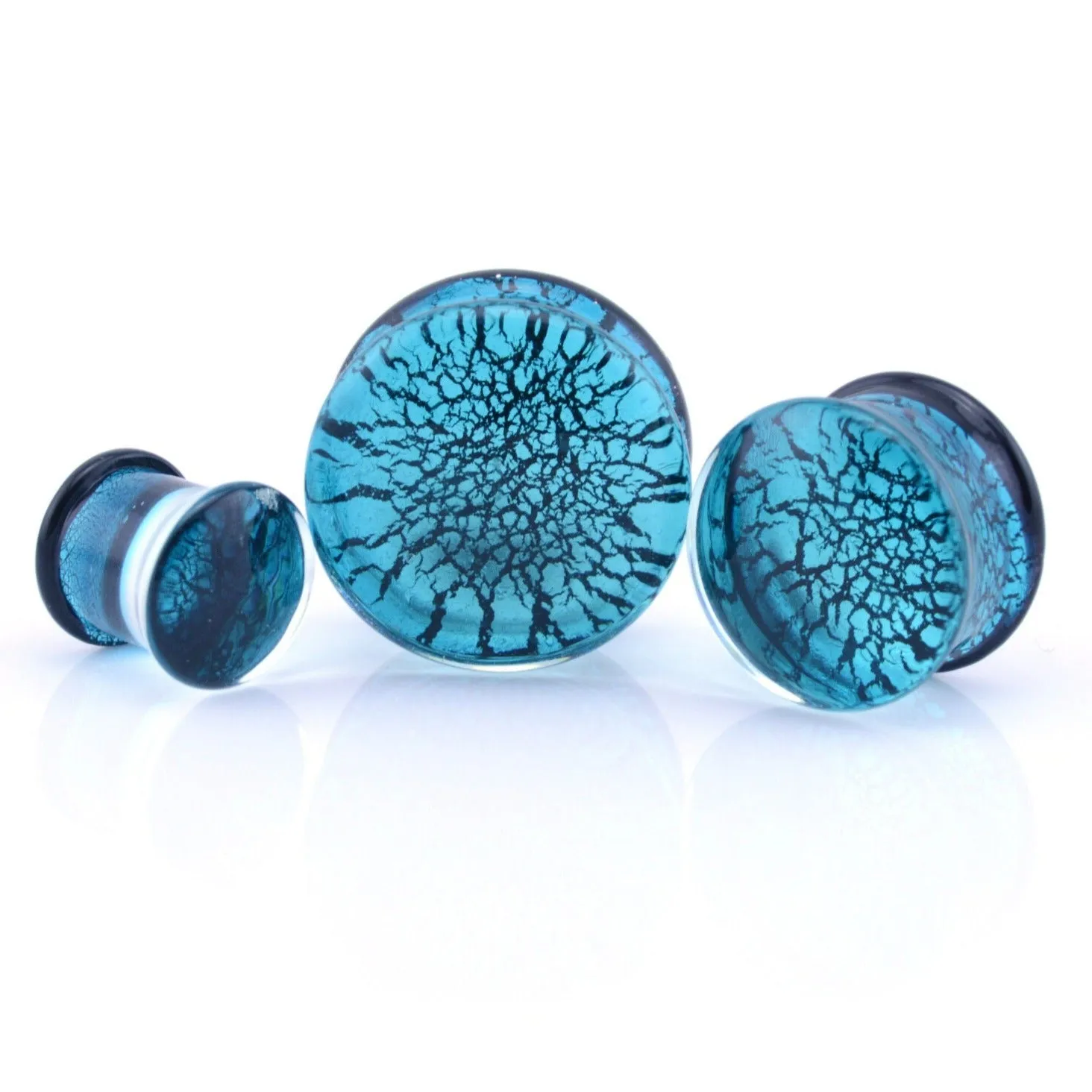 Aqua Dichroic Glass Saddle Plug