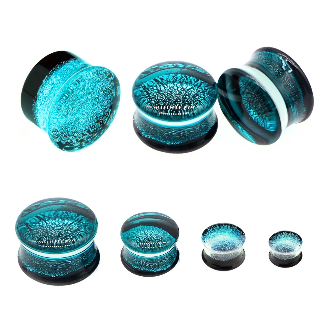 Aqua Dichroic Glass Saddle Plug