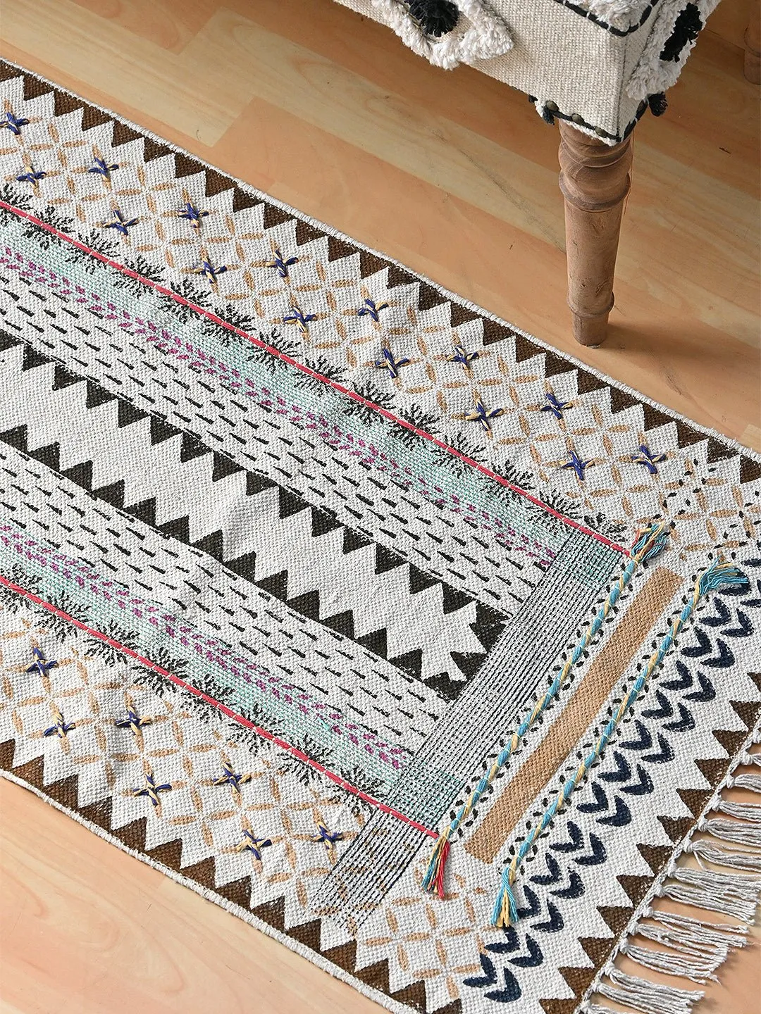 ASIATIC - BLOCK PRINTED COTTON FLOOR RUG RUNNER