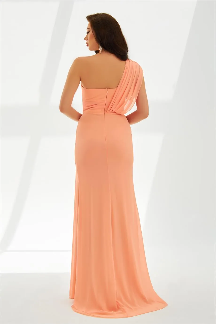 Baby Mouth Chiffon One Shoulder Slit Long Evening Dress