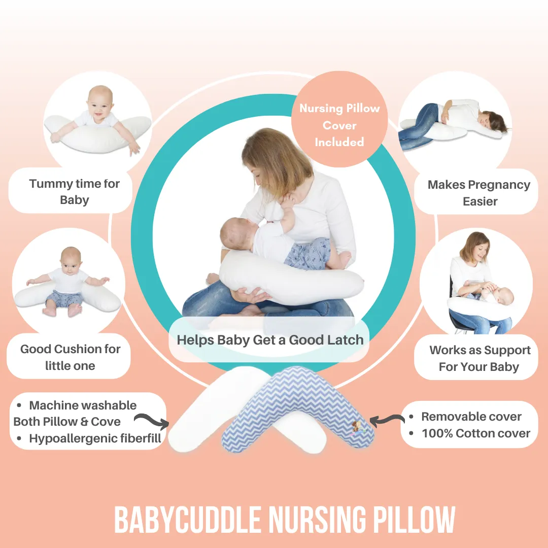 Babycuddle Nursing Pillow (Multi-use) - Dino in Navy Blue