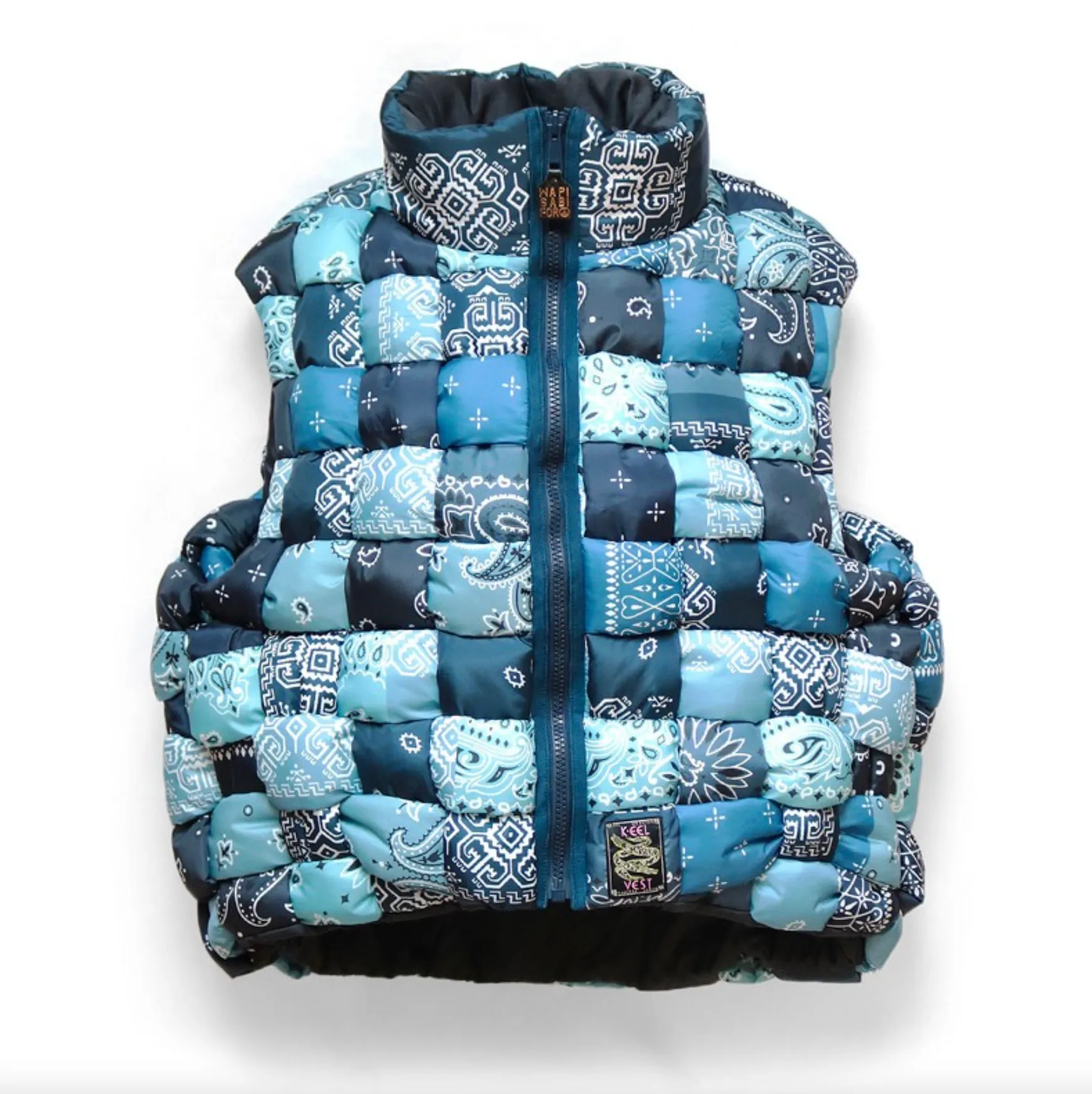 BANDANA PRINT NYLON KEEL-WEAVING VEST - BLUE