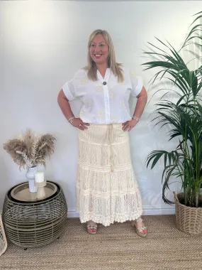 BELLA Boho Embroidery Anglaise Skirt