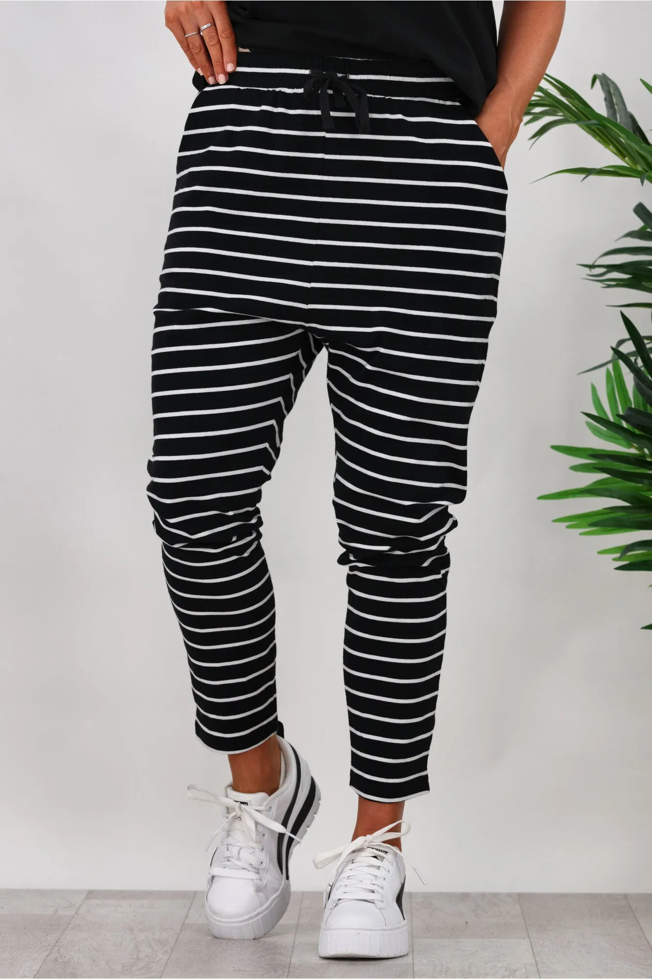 Betty Basics Jade Pants Black/White Stripe