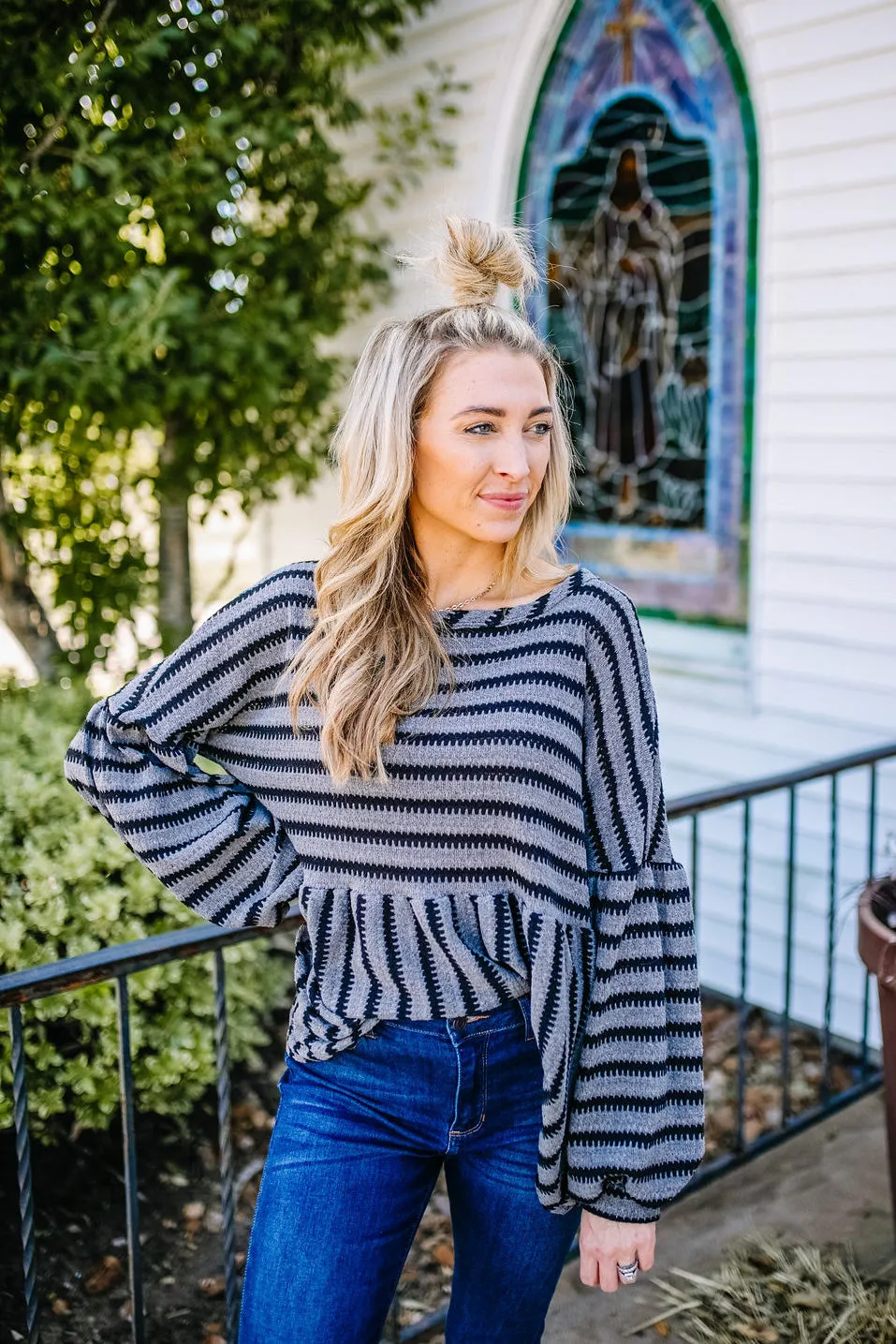 Between The Lines Striped Babydoll Top | FINAL SALE