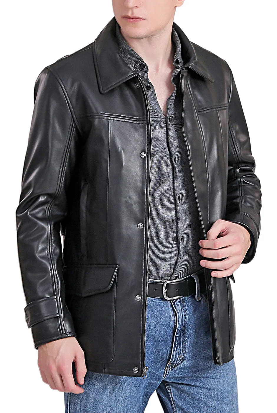 BGSD Men Hunter Lambskin Leather Coat