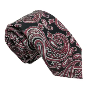 Black & Wine Paisley Silk Wedding Tie