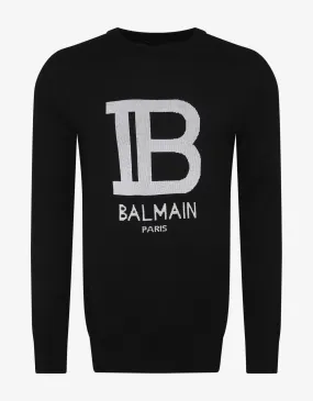 Black B Logo Wool-Blend Sweater