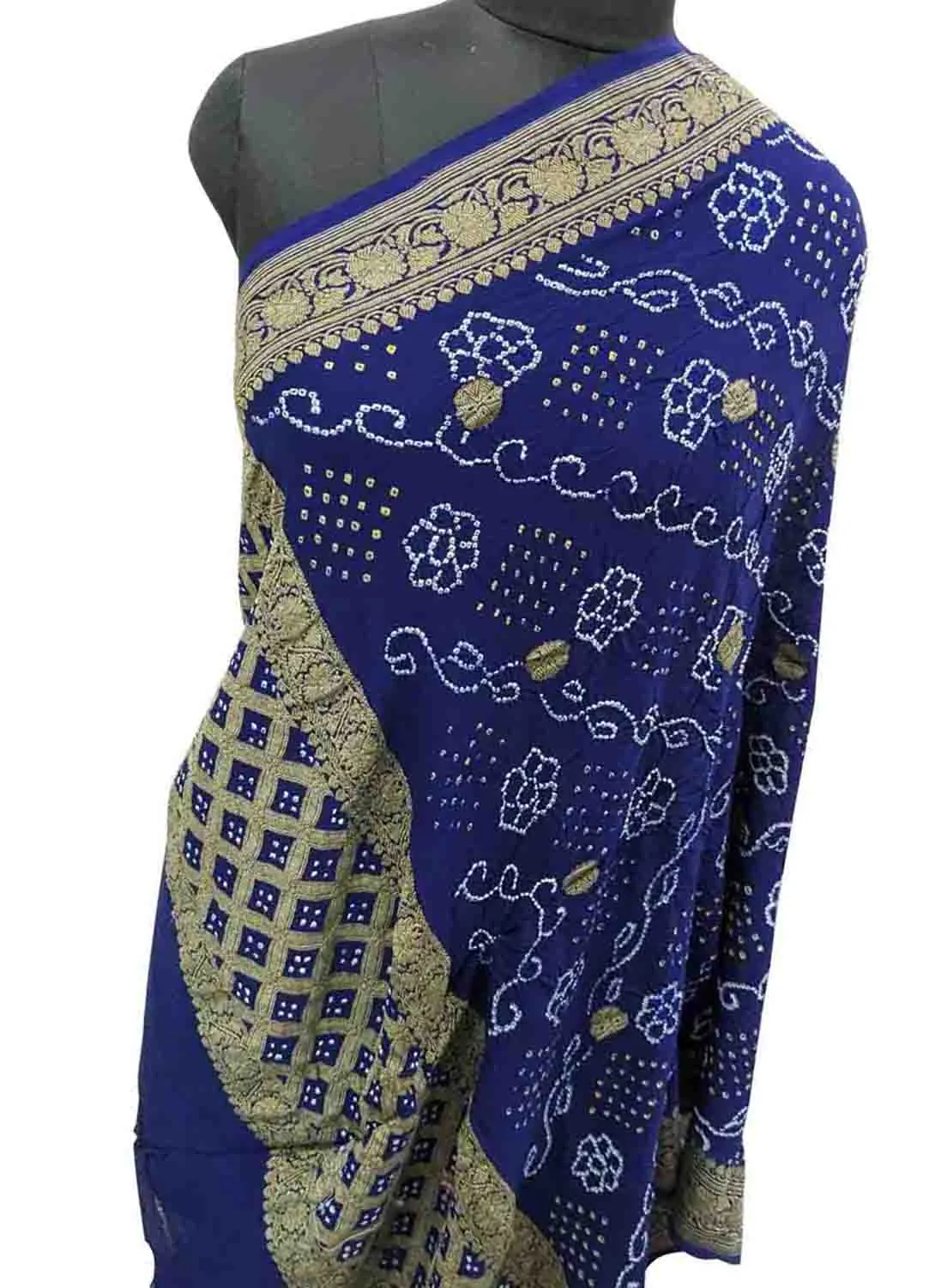 Blue Banarasi Bandhani Pure Georgette Dupatta