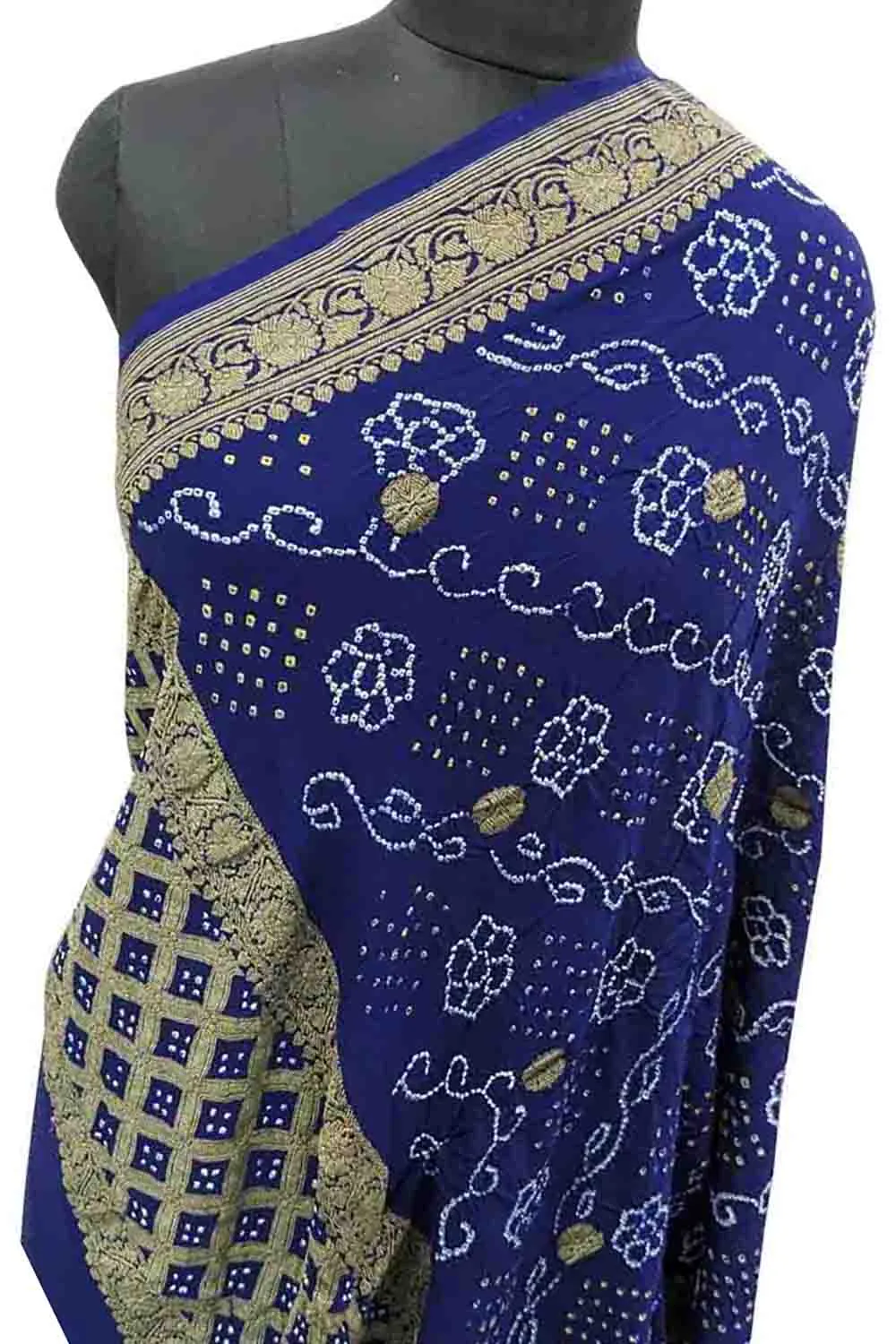 Blue Banarasi Bandhani Pure Georgette Dupatta