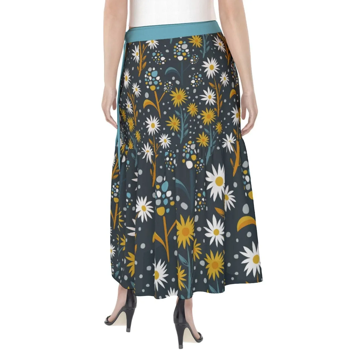 Blue Retro Floral - Women's Wrap Skirt