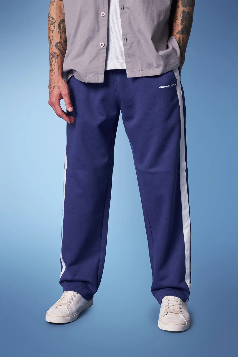 Blue Sporty Straight Fit Pants