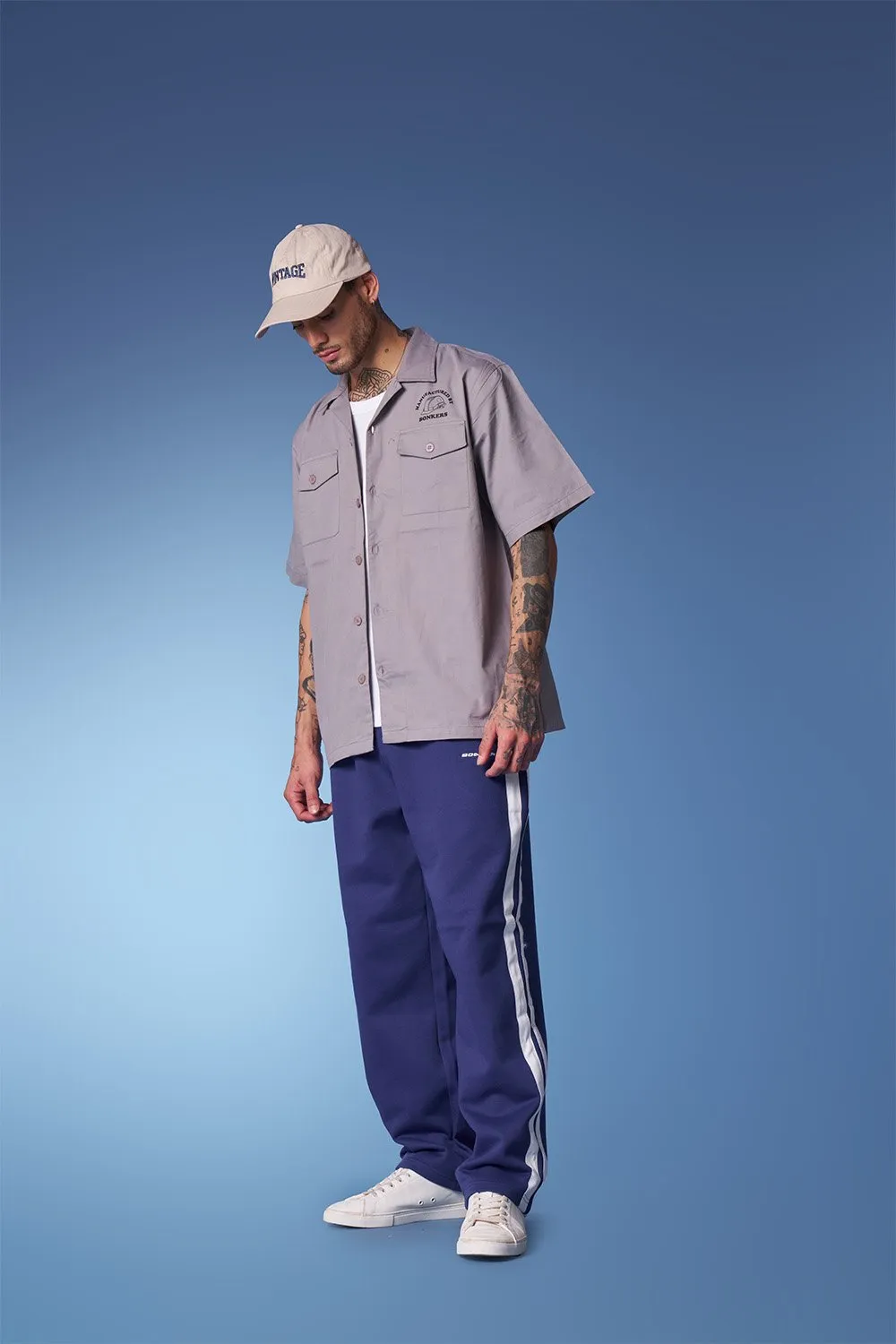 Blue Sporty Straight Fit Pants