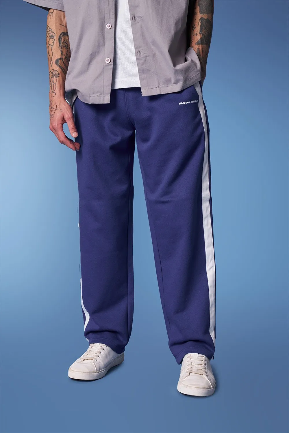 Blue Sporty Straight Fit Pants