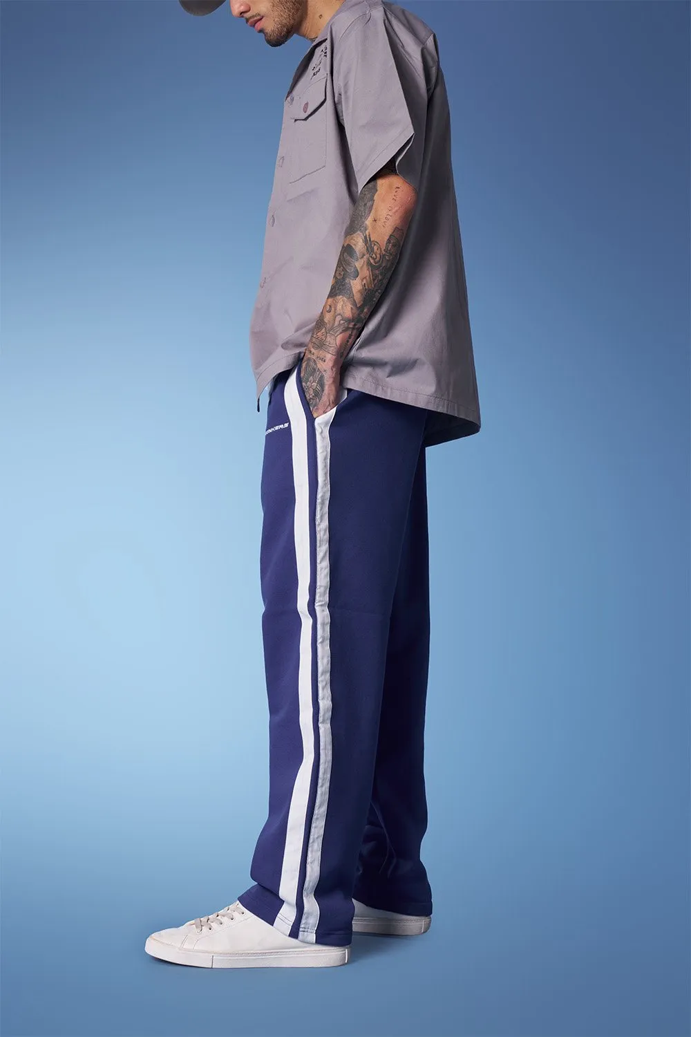 Blue Sporty Straight Fit Pants