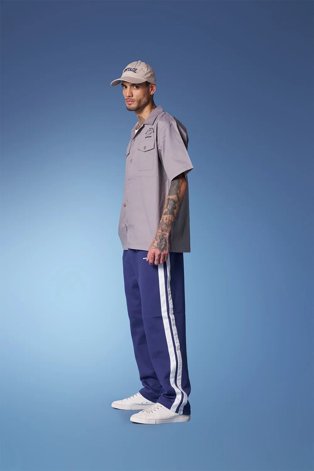 Blue Sporty Straight Fit Pants