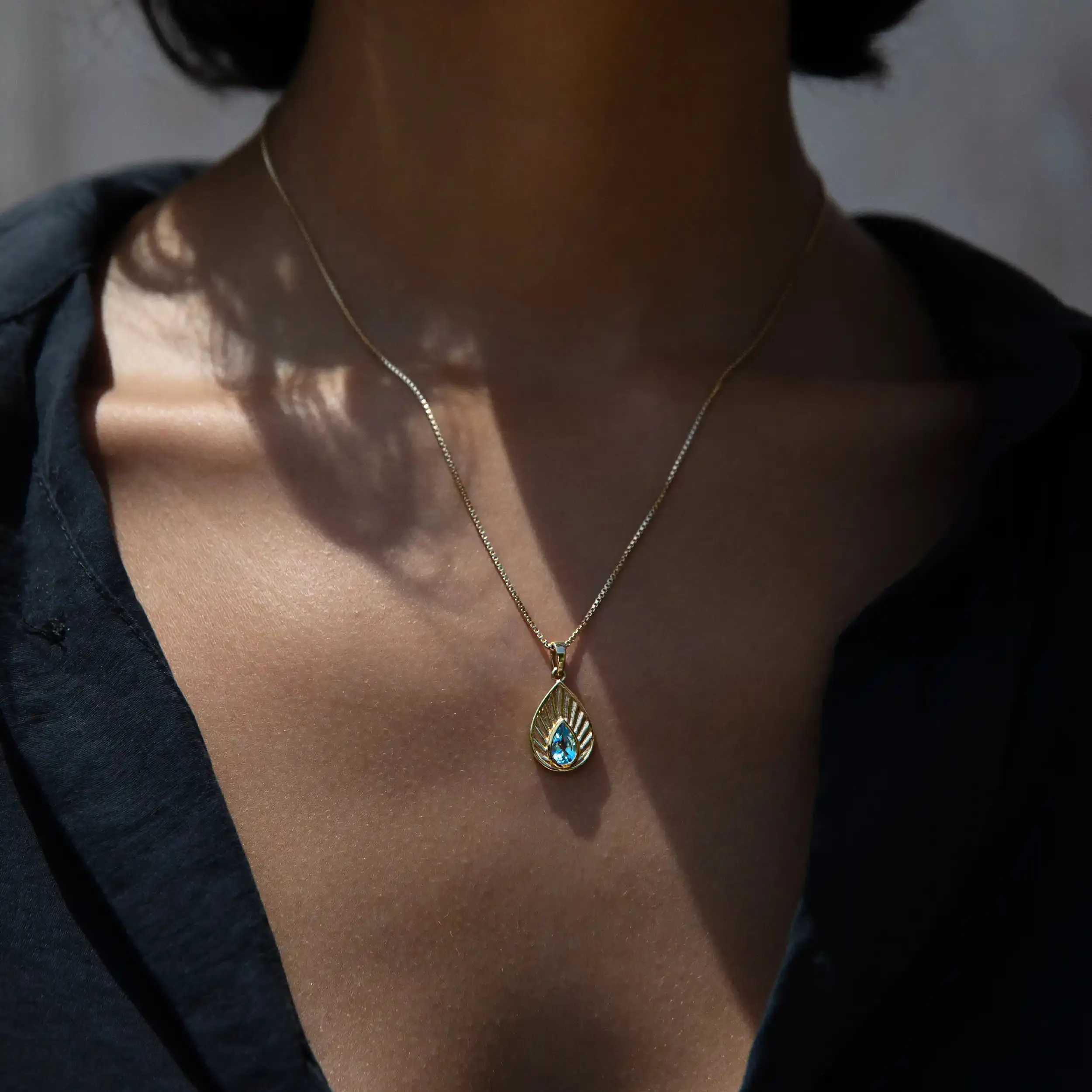 Blue Swiss Topaz Aura Pendant