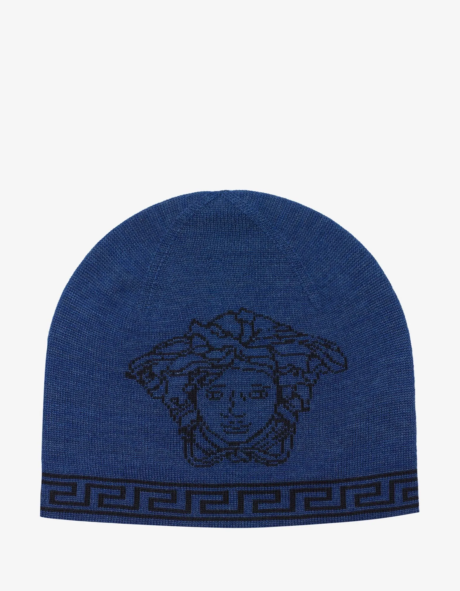 Blue Wool Blend Medusa Beanie Hat