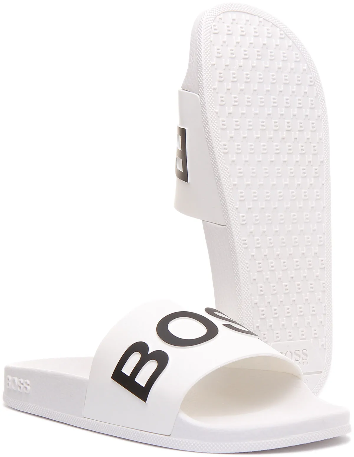 BOSS Bay Sliders In White Black For Men