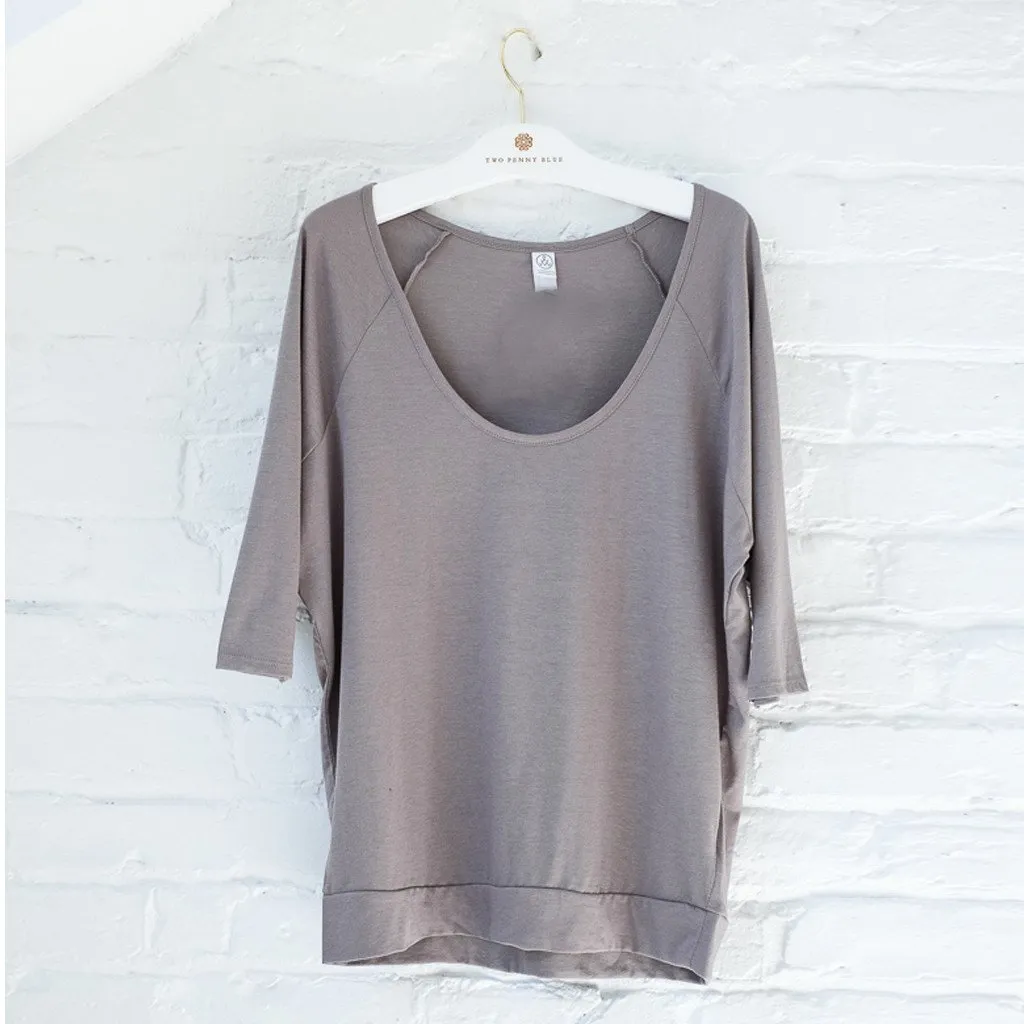 Boxy Raglan Tee in Nickel