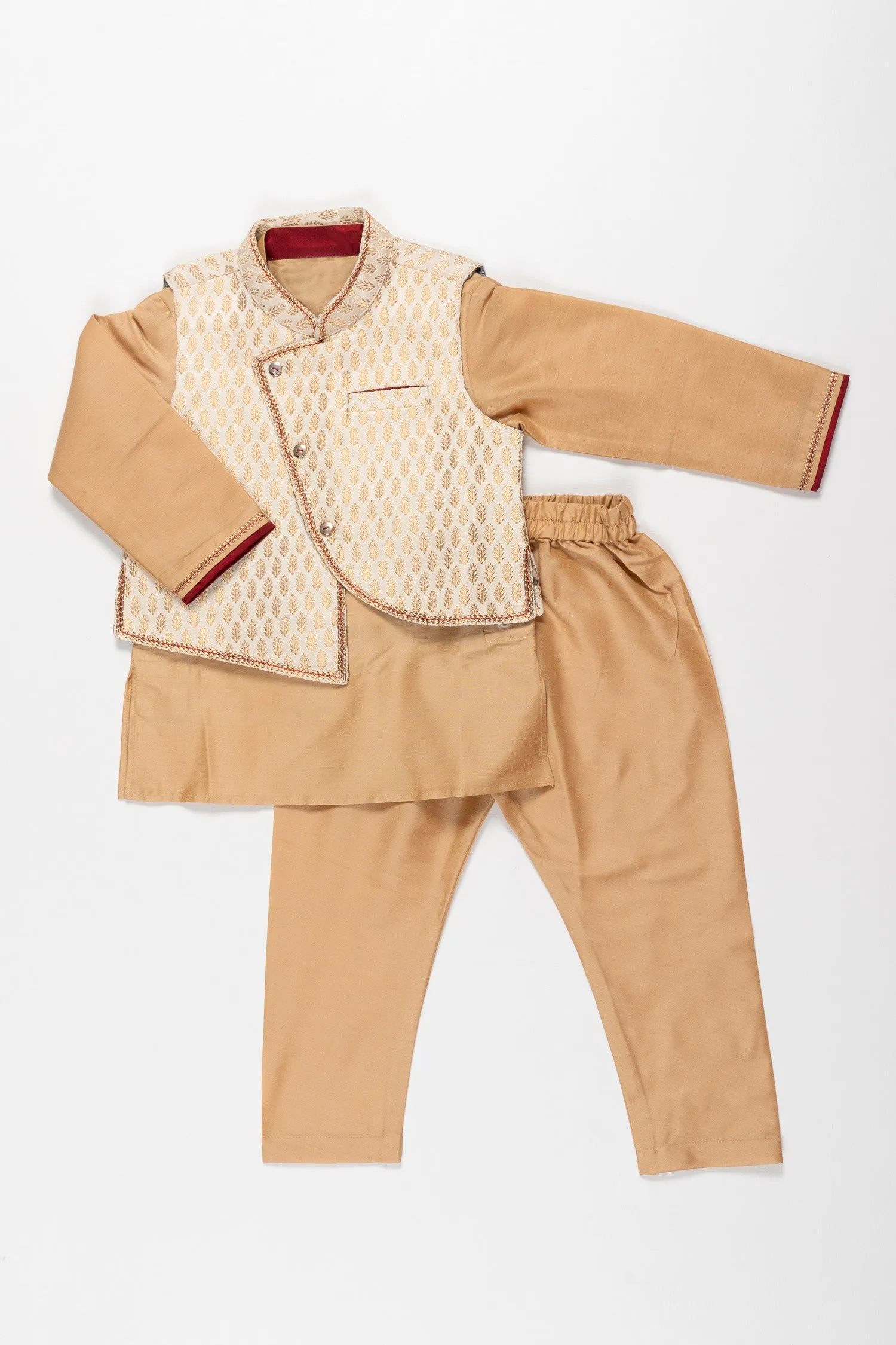 Boys Modern Kurta with Elegant Brocade Jacket Outfit