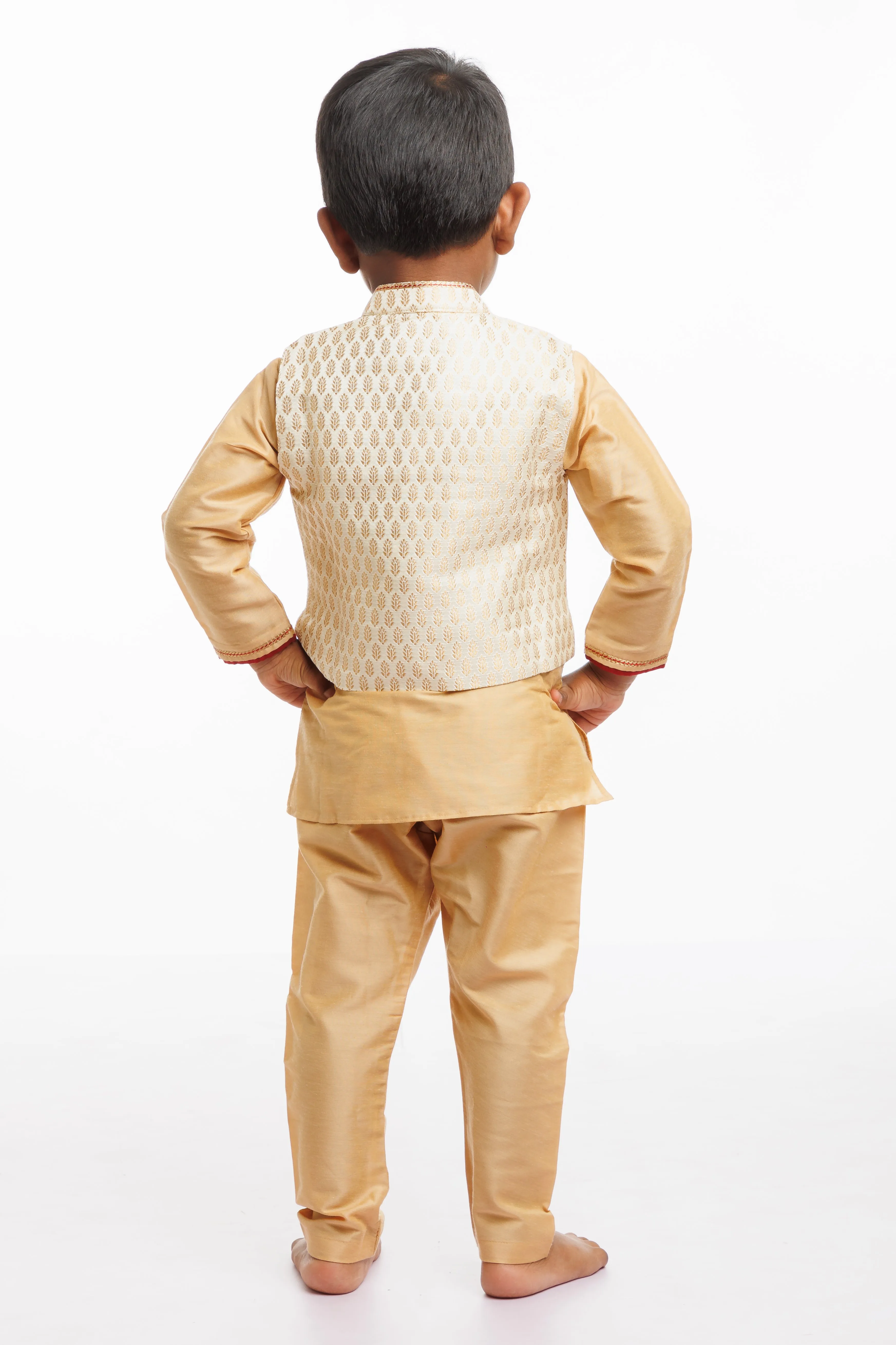 Boys Modern Kurta with Elegant Brocade Jacket Outfit