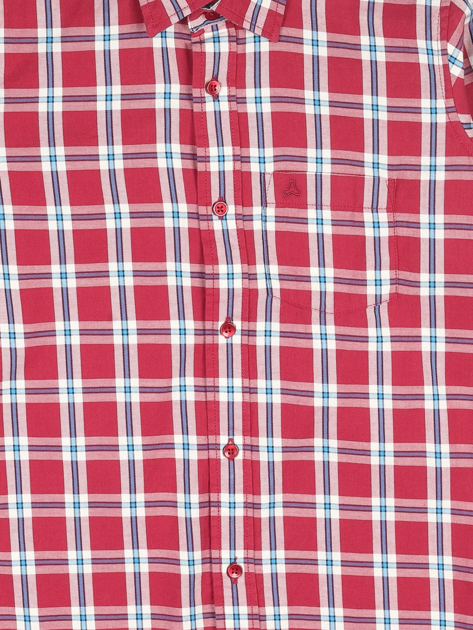 BOY'S RED CHECK REGULAR FIT SHIRT