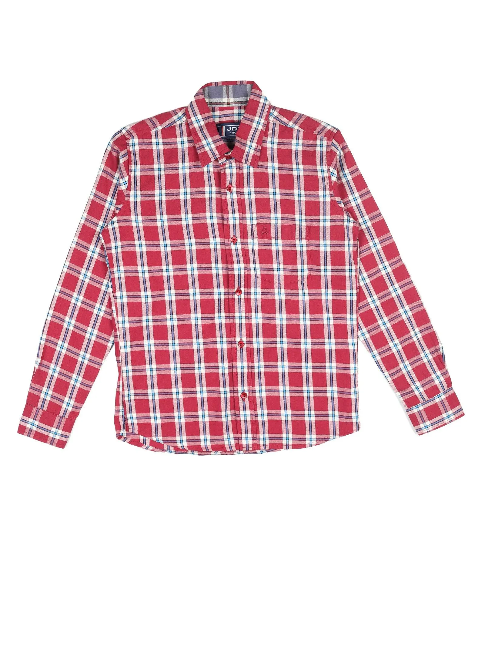 BOY'S RED CHECK REGULAR FIT SHIRT