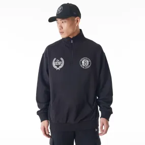 Brooklyn Nets NBA Lifestyle Black Quarter Zip Sweater